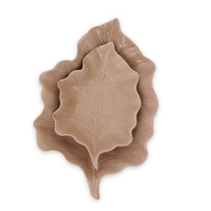 Uppläggningsfat Blad, beige (2st)