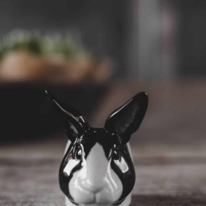 Äggkopp – svart/vit kanin.