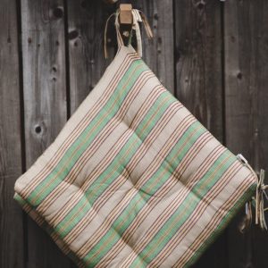 Stolsdyna “randig grön/gul”