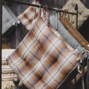 Stolsdyna “rutig orange/beige”