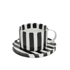 Kaffekopp Monica, svart/vit