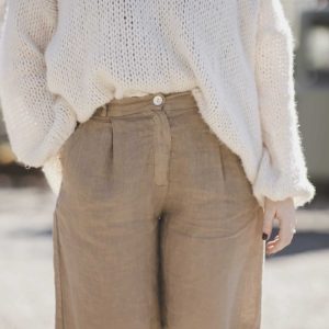 RAVA linen shorts pants-camelo