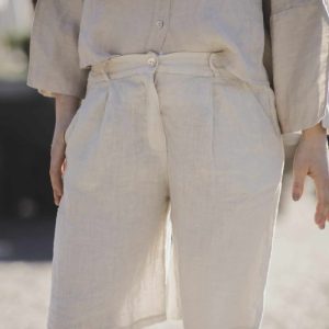 RAVA linen shorts pants-beige