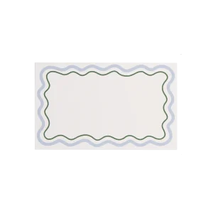 Scallop placeringskort - Blå 8x5 cm