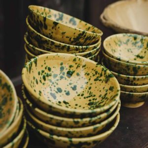 Amalfi skål gul/grön – 25cm.