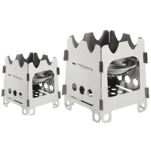 2st. Hopfällbara Campingspisar Rostfritt Stål (Stor+Liten)