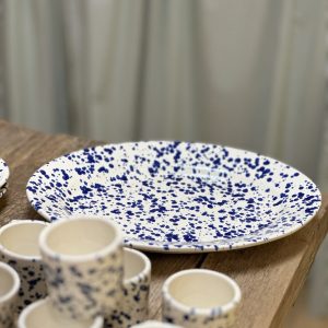 Stort Serveringsfat Spruzzi Blå Handmålat Keramikfat Från Italien