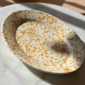 Stort Serveringsfat Spruzzi Gult Handmålat Fat i Keramik