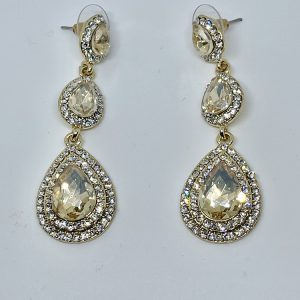 Långa Strassörhängen med Citrinfärgade Stenar No11