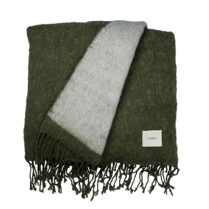 Pläd 130×170 cm med frans grön/vit