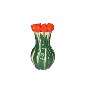 BOTANICA HANDPAINTED  RED TULIP BOUQUET URN